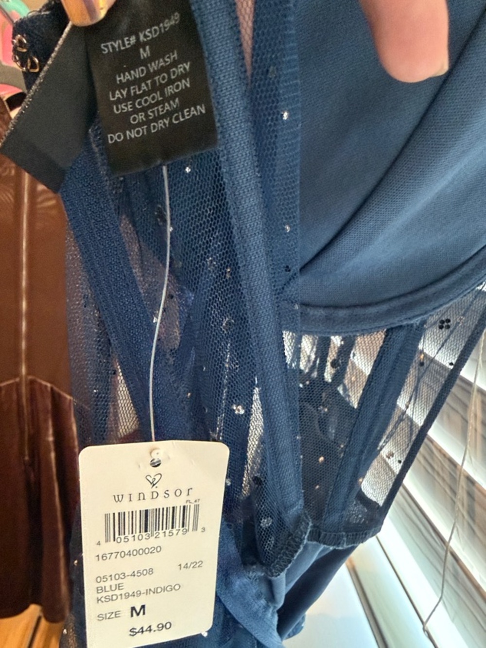 Windsor Indigo Mesh Rhinestone Bustier Dress - Picture 5 of 5
